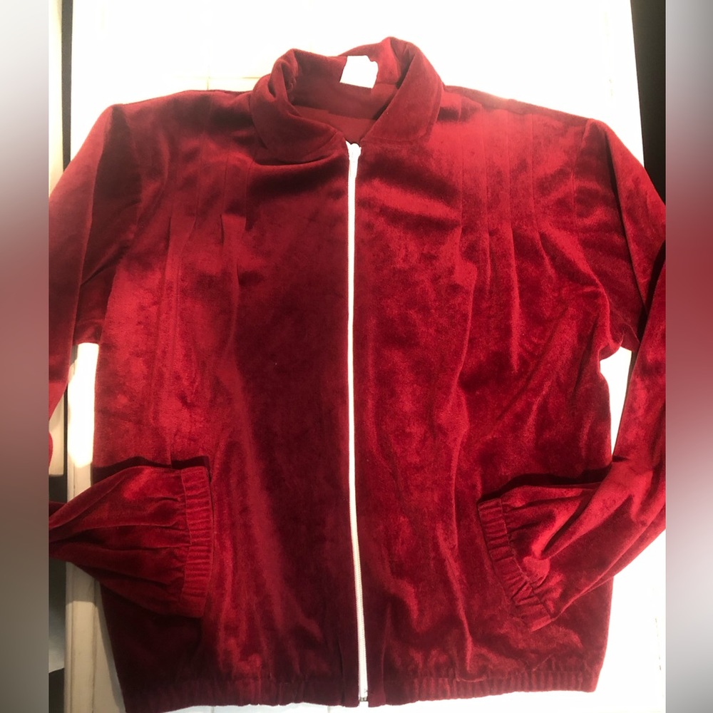 Vintage velvet burgundy zip up jacket size small